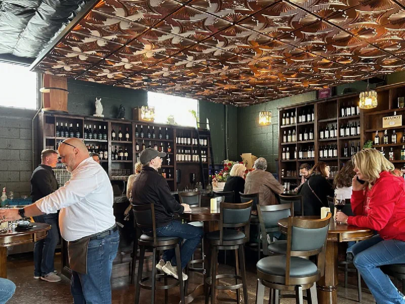 Matt conducting a guided wine tasting at a private tasting room in Central Ohio